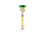 Yellow gold Oval Cut Diamond Solitaire Ring with Pavé Band and Prong Setting_2