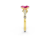 Yellow gold Oval Cut Diamond Solitaire Ring with Pavé Band and Prong Setting_2