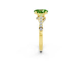 Yellow gold Oval Cut Diamond Solitaire Ring with Pavé Band and Prong Setting_2