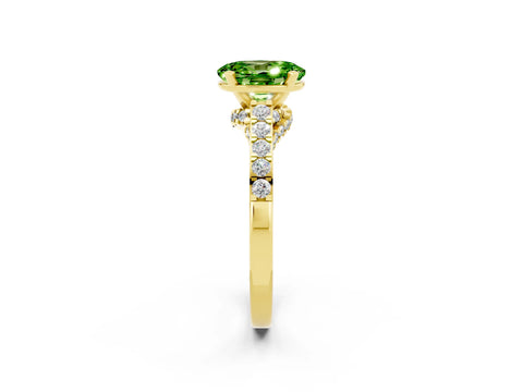 Yellow gold Oval Cut Diamond Solitaire Ring with Pavé Band and Prong Setting_2