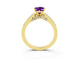 Yellow gold Oval Cut Diamond Solitaire Ring with Pavé Band and Prong Setting_3