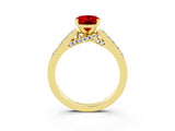 Yellow gold Oval Cut Diamond Solitaire Ring with Pavé Band and Prong Setting_3