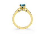 Yellow gold Oval Cut Diamond Solitaire Ring with Pavé Band and Prong Setting_3
