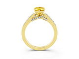 Yellow gold Oval Cut Diamond Solitaire Ring with Pavé Band and Prong Setting_3