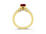 Yellow gold Oval Cut Diamond Solitaire Ring with Pavé Band and Prong Setting_3