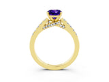 Yellow gold Oval Cut Diamond Solitaire Ring with Pavé Band and Prong Setting_3