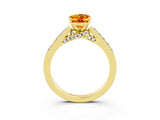 Yellow gold Oval Cut Diamond Solitaire Ring with Pavé Band and Prong Setting_3