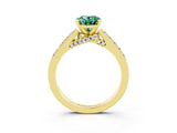 Yellow gold Oval Cut Diamond Solitaire Ring with Pavé Band and Prong Setting_3