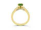 Yellow gold Oval Cut Diamond Solitaire Ring with Pavé Band and Prong Setting_3