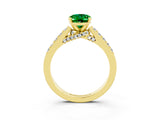 Yellow gold Oval Cut Diamond Solitaire Ring with Pavé Band and Prong Setting_3