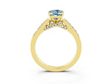 Yellow gold Oval Cut Diamond Solitaire Ring with Pavé Band and Prong Setting_3