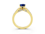 Yellow gold Oval Cut Diamond Solitaire Ring with Pavé Band and Prong Setting_3