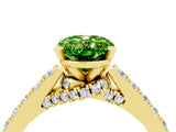 Yellow gold Oval Cut Diamond Solitaire Ring with Pavé Band and Prong Setting_4