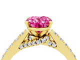 Yellow gold Oval Cut Diamond Solitaire Ring with Pavé Band and Prong Setting_4