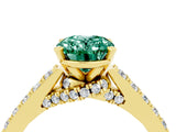Yellow gold Oval Cut Diamond Solitaire Ring with Pavé Band and Prong Setting_4