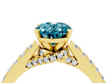 Yellow gold Oval Cut Diamond Solitaire Ring with Pavé Band and Prong Setting_4