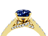 Yellow gold Oval Cut Diamond Solitaire Ring with Pavé Band and Prong Setting_4