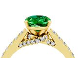 Yellow gold Oval Cut Diamond Solitaire Ring with Pavé Band and Prong Setting_4