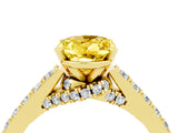 Yellow gold Oval Cut Diamond Solitaire Ring with Pavé Band and Prong Setting_4