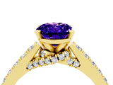 Yellow gold Oval Cut Diamond Solitaire Ring with Pavé Band and Prong Setting_4