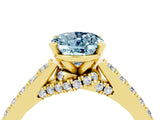Yellow gold Oval Cut Diamond Solitaire Ring with Pavé Band and Prong Setting_4