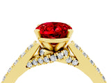 Yellow gold Oval Cut Diamond Solitaire Ring with Pavé Band and Prong Setting_4