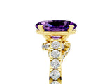 Yellow gold Oval Cut Diamond Solitaire Ring with Pavé Band and Prong Setting_5