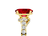 Yellow gold Oval Cut Diamond Solitaire Ring with Pavé Band and Prong Setting_5