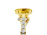 Yellow gold Oval Cut Diamond Solitaire Ring with Pavé Band and Prong Setting_5