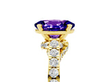 Yellow gold Oval Cut Diamond Solitaire Ring with Pavé Band and Prong Setting_5