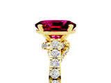 Yellow gold Oval Cut Diamond Solitaire Ring with Pavé Band and Prong Setting_5