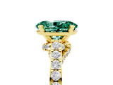 Yellow gold Oval Cut Diamond Solitaire Ring with Pavé Band and Prong Setting_5