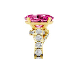 Yellow gold Oval Cut Diamond Solitaire Ring with Pavé Band and Prong Setting_5