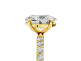 14K Yellow Gold 2.01 Carat D VVS2 Oval Diamond Solitaire Ring with Pave Band and Four Prong Setting