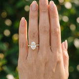 Yellow gold Oval Cut Diamond Solitaire Ring with Pave Band and Four Prong Setting_408