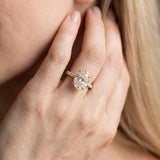 Yellow gold Oval Cut Diamond Solitaire Ring with Pave Band and Four Prong Setting_410