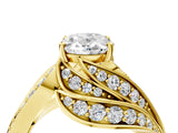 Yellow gold Oval Cut Diamond Solitaire Ring with Prong Setting and Twisted Pavé Band_7