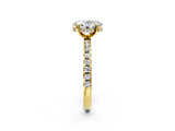 Yellow gold Oval Cut Diamond Solitaire Ring with Round  Pavé Band and Four-Prong Setting_48