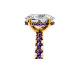 Yellow gold Oval Cut Diamond Solitaire Ring with Round with Amethyst side stone Pavé Band and Four-Prong Setting_41