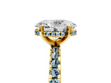 Yellow gold Oval Cut Diamond Solitaire Ring with Round with Aquamarine side stone Pavé Band and Four-Prong Setting_41