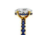 Yellow gold Oval Cut Diamond Solitaire Ring with Round with Blue Sapphire side stone Pavé Band and Four-Prong Setting_41