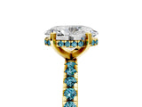 Yellow gold Oval Cut Diamond Solitaire Ring with Round with Blue Topaz side stone Pavé Band and Four-Prong Setting_41