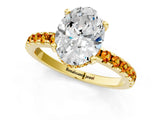 Yellow gold Oval Cut Diamond Solitaire Ring with Round with Citrine side stone Pavé Band and Four-Prong Setting_37