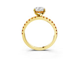 Yellow gold Oval Cut Diamond Solitaire Ring with Round with Citrine side stone Pavé Band and Four-Prong Setting_39