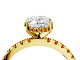 Yellow gold Oval Cut Diamond Solitaire Ring with Round with Citrine side stone Pavé Band and Four-Prong Setting_40
