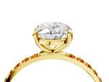 Yellow gold Oval Cut Diamond Solitaire Ring with Round with Citrine side stone Pavé Band and Prong Setting_16