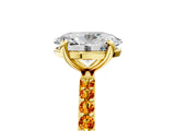 Yellow gold Oval Cut Diamond Solitaire Ring with Round with Citrine side stone Pavé Band and Prong Setting_17