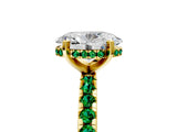 Yellow gold Oval Cut Diamond Solitaire Ring with Round with Emerald side stone Pavé Band and Four-Prong Setting_41
