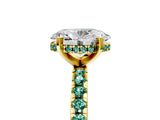 Yellow gold Oval Cut Diamond Solitaire Ring with Round with Green Sapphire side stone Pavé Band and Four-Prong Setting_41