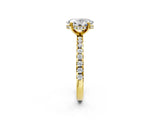 Yellow gold Oval Cut Diamond Solitaire Ring with Round with Moissanite side stone Pavé Band and Four-Prong Setting_38